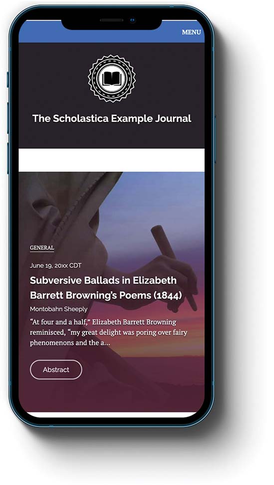 Scholastica open access publishing on a mobile device.