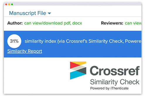 Crossref similarity score shown in the Scholastica software.
