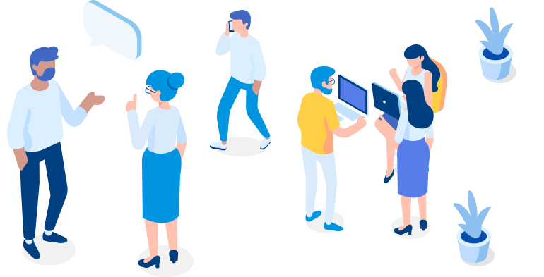 Illustration of people working together