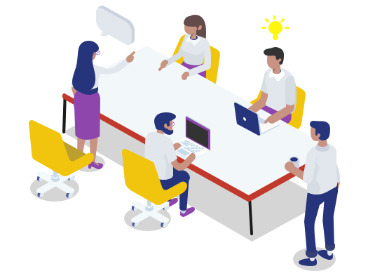 Illustration of people working in office
